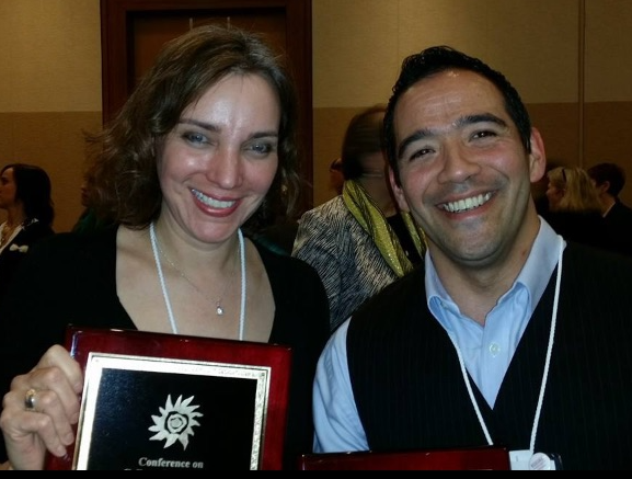 Photo of Inoue and Poe with their 2014 CCCC Outstanding Book Award.